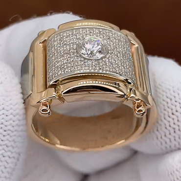 Noble 3 ctw Round Cut White Gemstone Men's Ring -JEWELBUYS