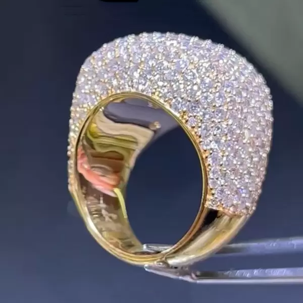 9ctw Pave Round Cut White Sapphire Large Dome Diamond Ring-JEWELBUYS
