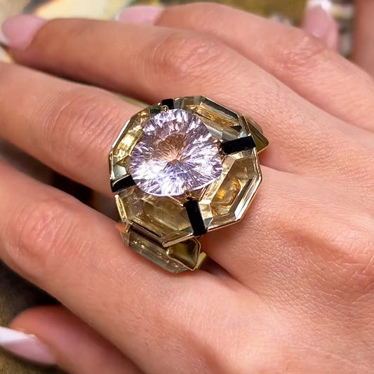 Artful 4ct Heart Cut Purple Sapphire Women's Engagement Ring in Yellow Gold-JEWELBUYS