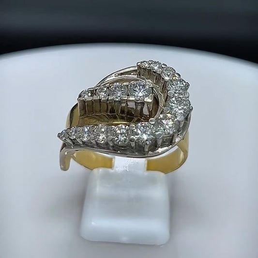 1.8ctw Vintage Style Round Sapphire Two-Tone Plated Ring - JEWELBUYS