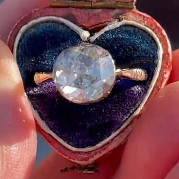 4.0Ct Victorian Rose Cut Antique Solitaire Ring-JEWELBUYS