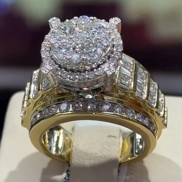 3.5Ctw Round Cut Fine White Sapphire Gold Ring-JEWELBUYS