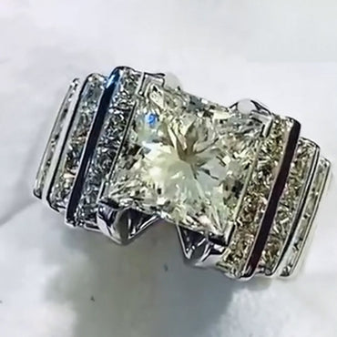 5.6Ctw Princess Cut White Sapphire Channel Set Channel Engagement Ring-JEWELBUYS