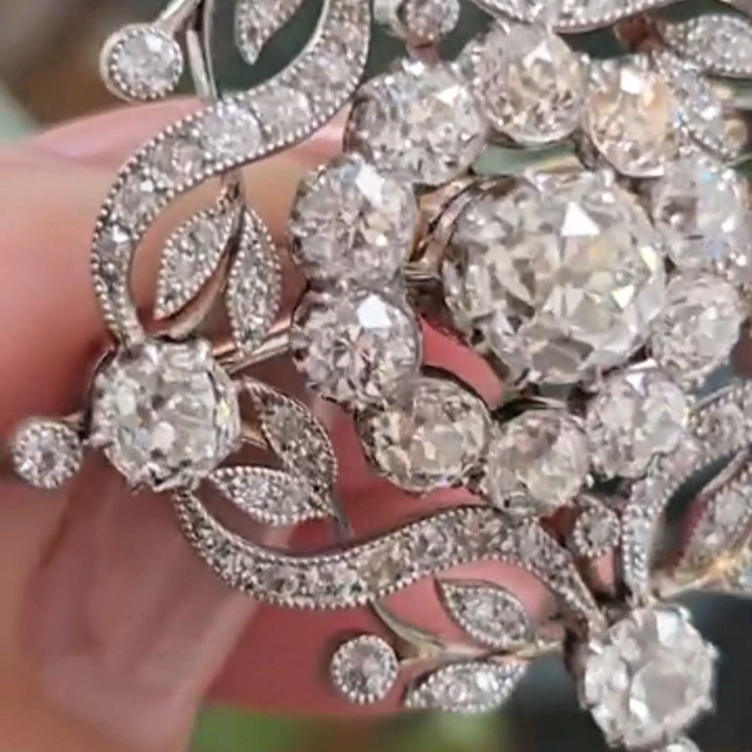 9.0Ctw White Sapphire Antique Vintage Brooch Pendant-JEWELBUYS