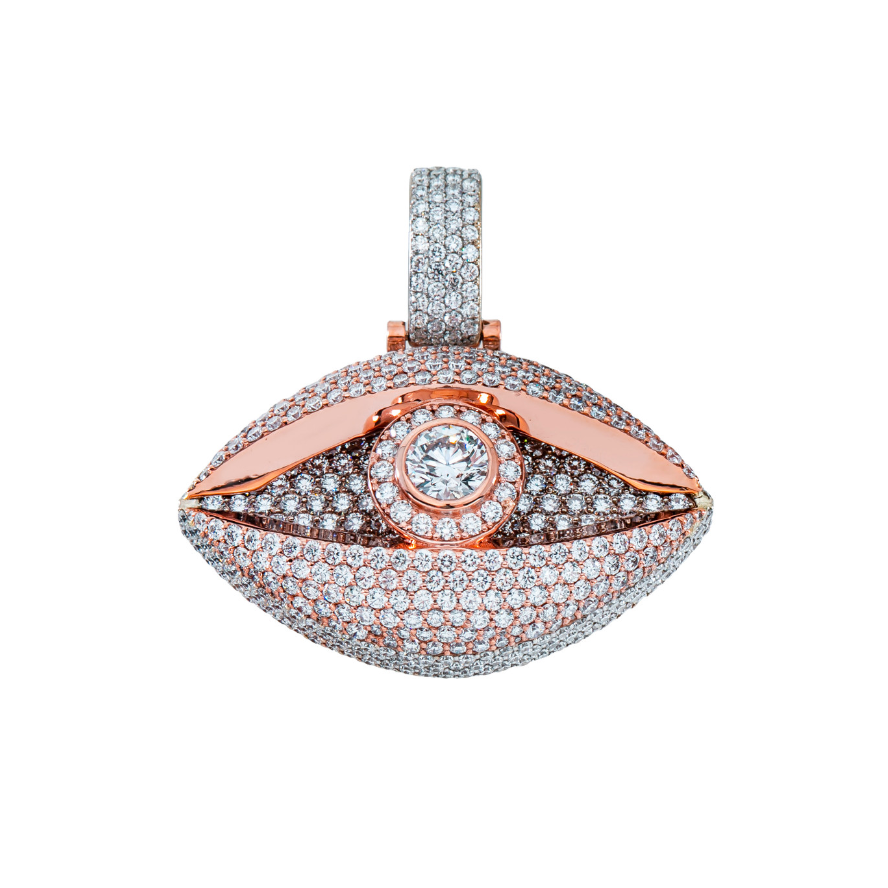 9ctw Round Cut Evil Eye Pendant Necklace - JEWELBUYS