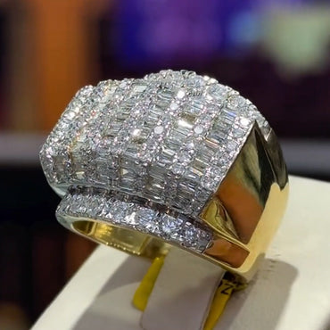 3.54Ctw Baguette and Round Cut White Sapphire Pave Setting Ring-JEWELBUYS