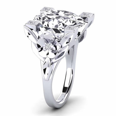 9.0ct Oval Cut Ladies Flower White Sapphire Ring -JEWELBUYS