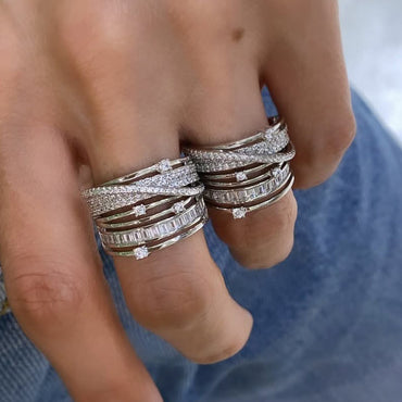 3.2ctw Rectangular Round Cut Italian Spiral Gemstone Band-JEWELBUYS