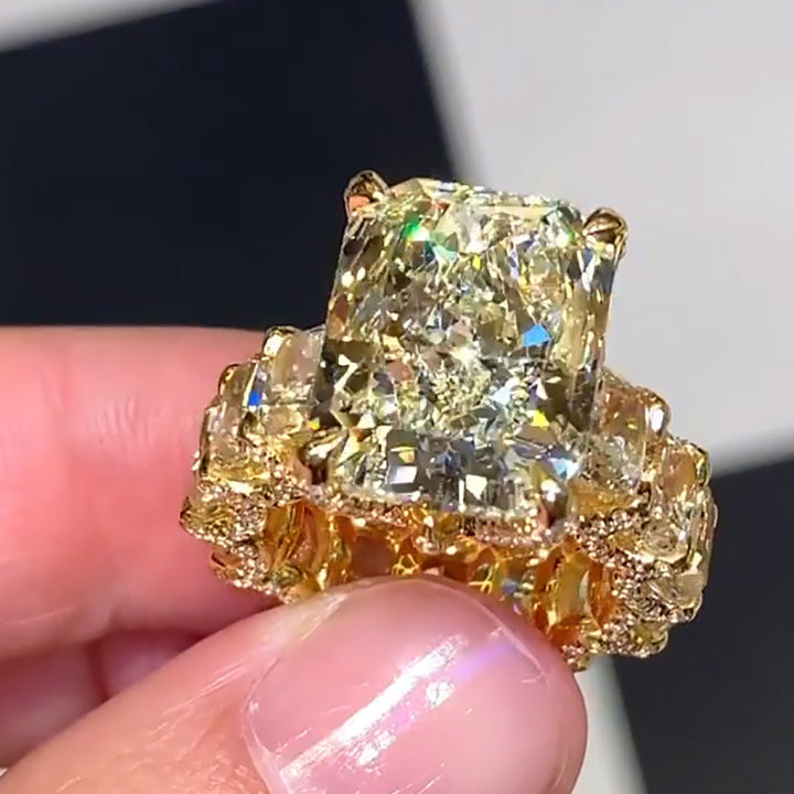 12ct Radiant Cut Yellow Sapphire Engagement Ring-JEWELBUYS