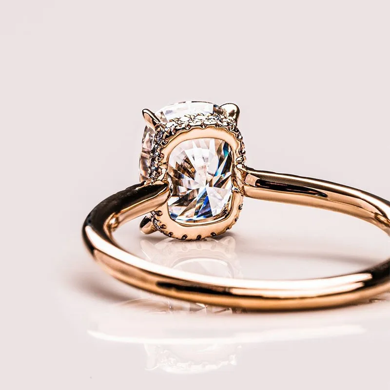 Simple 4ct Cushion Cut White Sapphire Engagement Ring-JEWELBUYS
