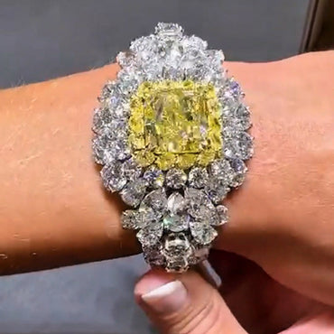 77ctw Radiant Cut Fancy Yellow Sapphire Luxury Bracelet-JEWELBUYS