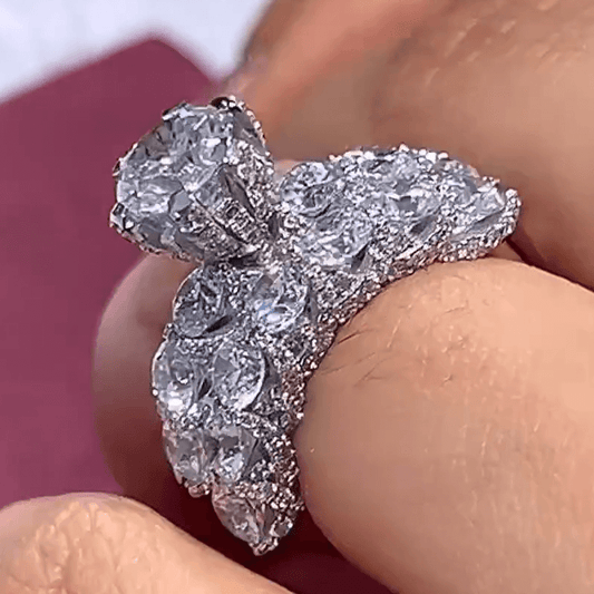 Shiny 3ct Round Cut White Sapphire Women's Engagement Ring in Silver-JEWELBUYS