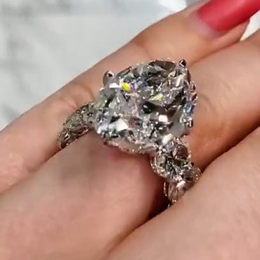 Elegant 10ct Oval Cut White Sapphire Women's Engagement Ring in Silver-JEWELBUYS