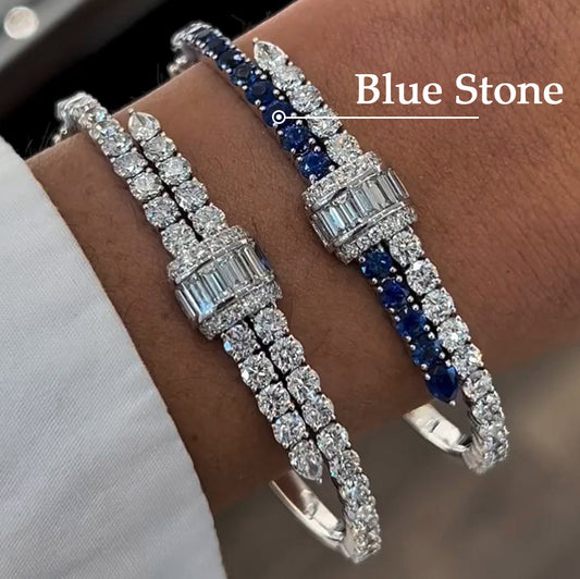 Stunning 5.5Ctw Blue and White Sapphire Bracelet-JEWELBUYS