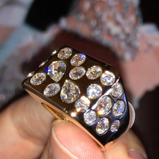 3.0Ctw Exquisite Sapphire Flat-Set Wide Ring-JEWELBUYS