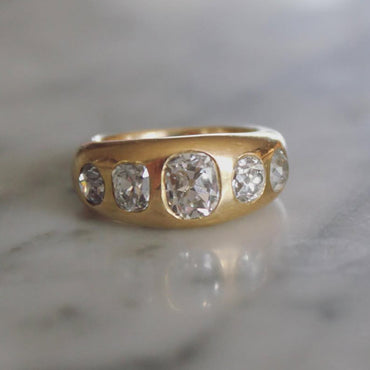 2.1ctw Vintage Cut Sapphire Gypsy Band-JEWELBUYS