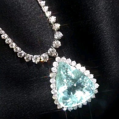 15Ctw Triangle Aquamarine Pendant Necklace-JEWELBUYS
