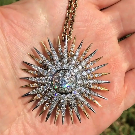 8.44Ctw Round Cut White Sapphire Pin Pendant Necklace-JEWELBUYS