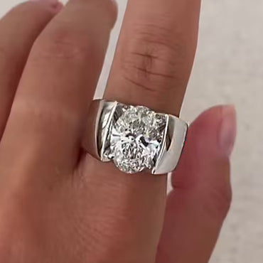 5.2Ct Oval Cut Lab White Sapphire Engagement Ring-JEWELBUYS