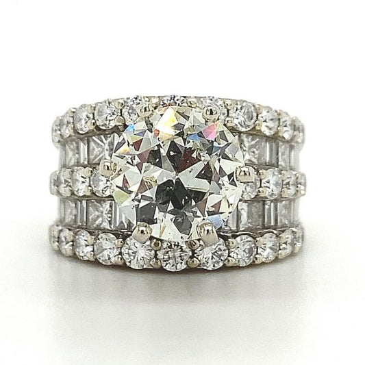 3.45ct Brilliant Round Cut White Sapphire Engagement Ring-JEWELBUYS