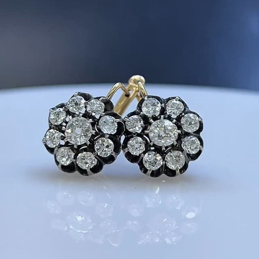 2.0Ctw Ideal Round Cut Sapphire Vintage Earrings-JEWELBUYS