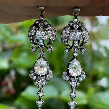 4.4ctw Old Mine Cut Vintage Sapphire Drop Earrings-JEWELBUYS