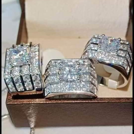 8.0Ctw Round White Sapphire Wide Ring-JEWELBUYS