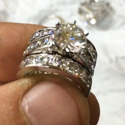 7ctw Round Cut White Sapphire Classic Engagement Ring-JEWELBUYS