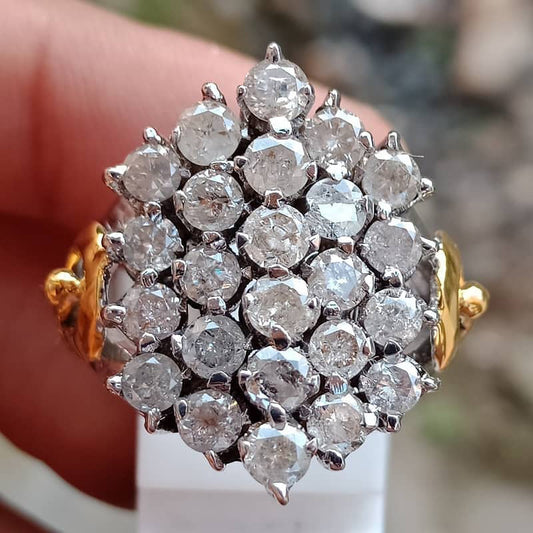 2.65Ctw Round White Sapphire Cluster Fine Vintage Style Ring-JEWELBUYS