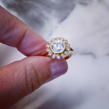 Wildflower Design 6ct Round Cut White Sapphire Women's Engagement Ring in Gold-JEWELBUYS