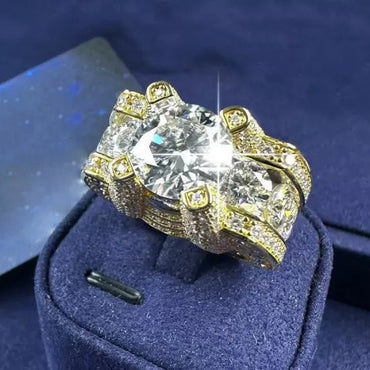 Unique 12ctw White Sapphire Round Cut Architectural Ring -JEWELBUYS