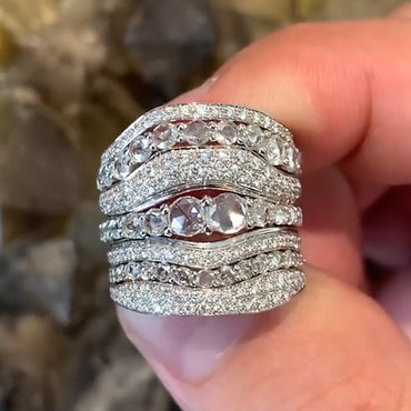 5.0ctw Rose Cut White Sapphire Pop Ring-JEWELBUYS