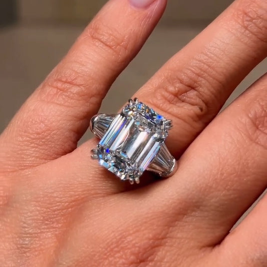 15Ctw Emerald Step Sapphire Engagement Ring-JEWELBUYS