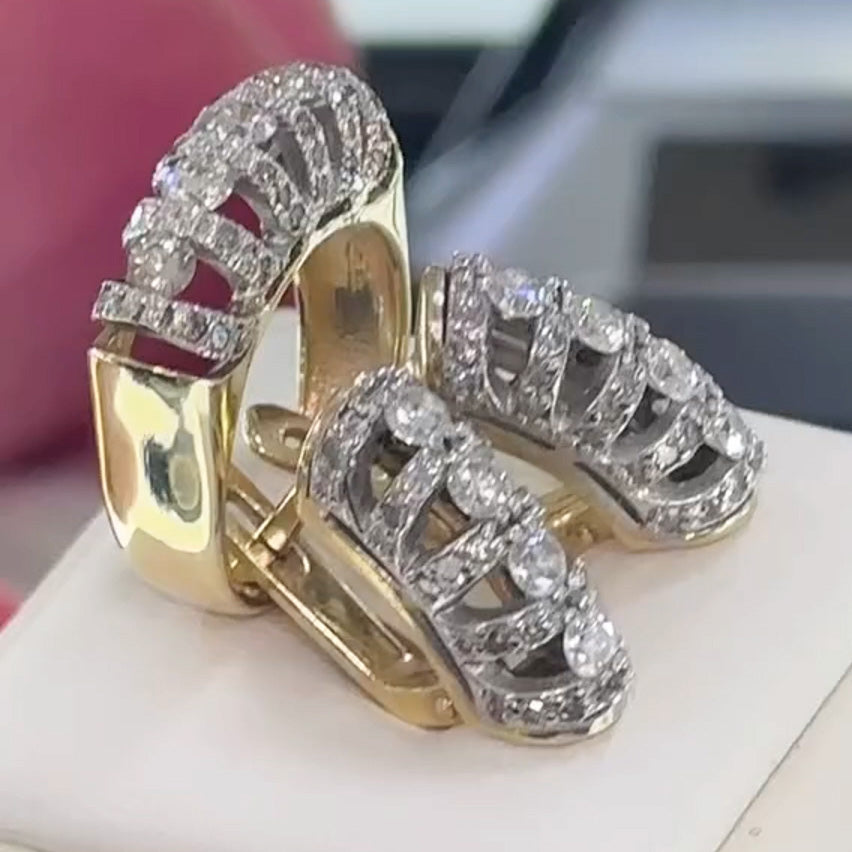 Classic style exquisite design white sapphire ring and earrings- JEWELBUYS