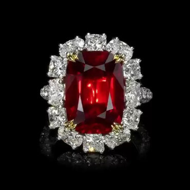 5.0Ctw Cushion-cut ruby and sapphire engagement ring-JEWELBUYS
