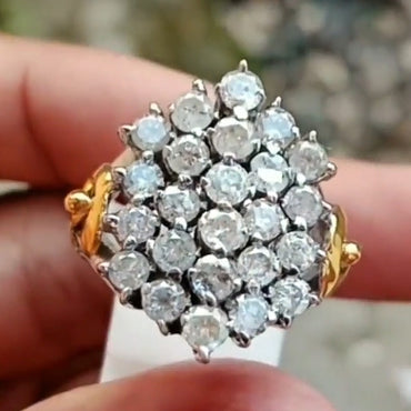 2.65Ctw Round White Sapphire Cluster Fine Vintage Style Ring-JEWELBUYS