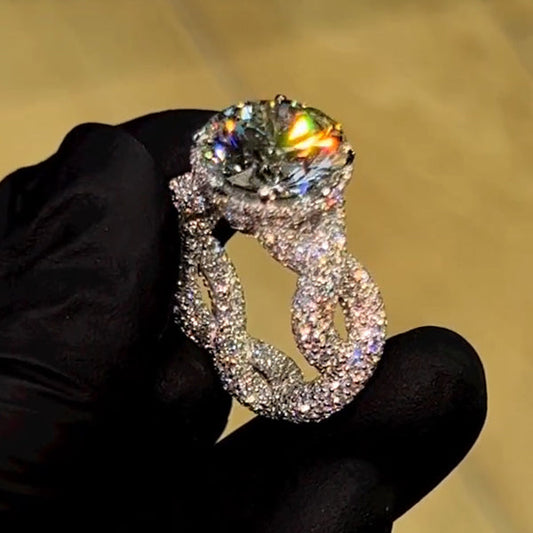 Stunning micro pave patterned twisted diamond ring - JEWELBUYS