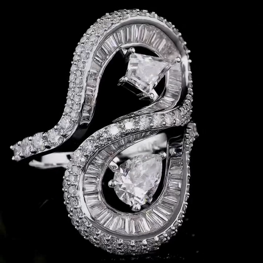 Designed 6ct Mix Cut Multi-Shaped White Sapphire Women's Engagement Ring in Silver-JEWELBUYS