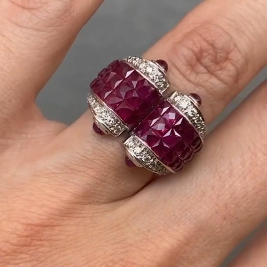 3.5Ctw Invisible Ruby Ring-JEWELBUYS