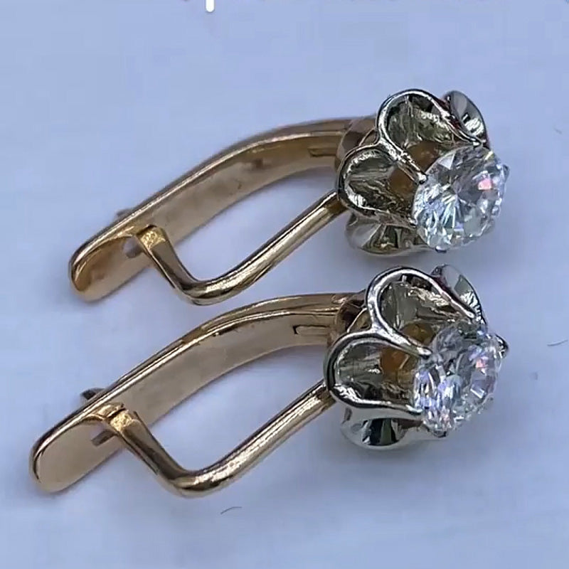 2.0Ctw Round Cut White Sapphire Vintage Style Old Fashioned Earrings - JEWELBUYS