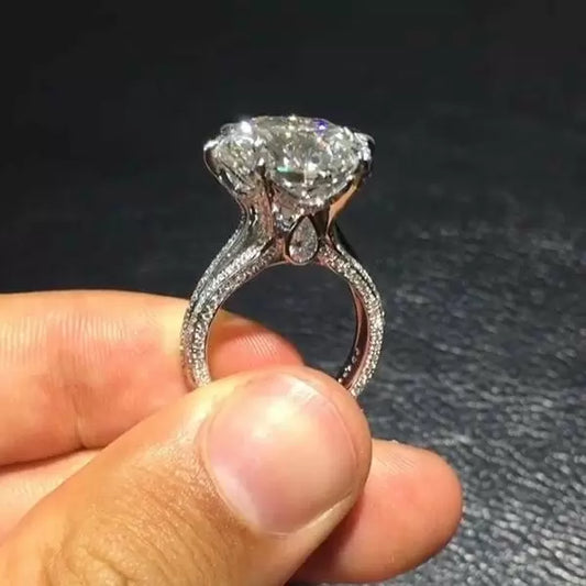 12ct Round Cut White Sapphire New York Custom Engagement Ring-JEWELBUYS