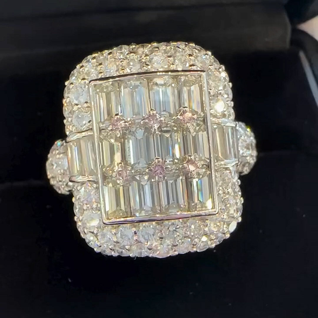 3.8ctw Emerald and Round Cut Pave Founder Halo Ring-JEWELBUYS