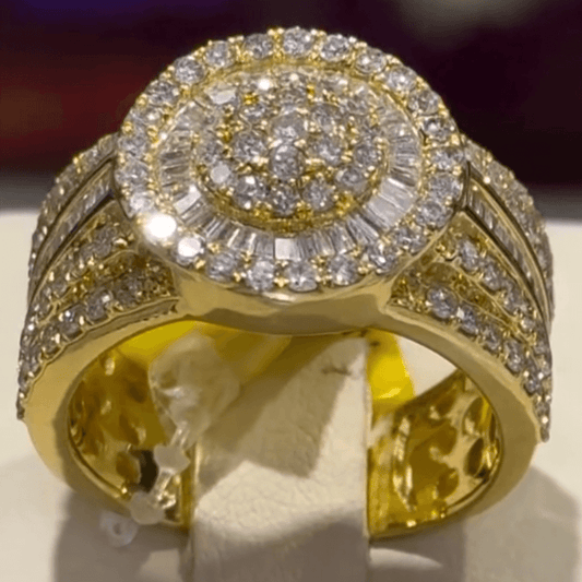 3.75ct Round & Baguette Cut White Sapphire Engagement Ring-JEWELBUYS