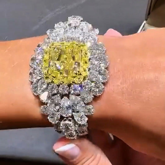 77ctw Radiant Cut Fancy Yellow Sapphire Luxury Bracelet-JEWELBUYS