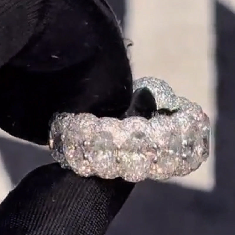 8.0Ctw Oval Cut White Sapphire Hip Hop Men's Ring-JEWELBUYS