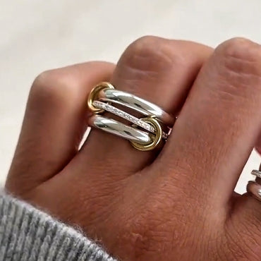 Multi-Ring Interlocking Stacked White Sapphire Ring-JEWELBUYS