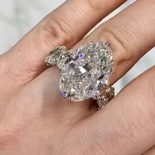 Elegant 10ct Oval Cut White Sapphire Women's Engagement Ring in Silver-JEWELBUYS