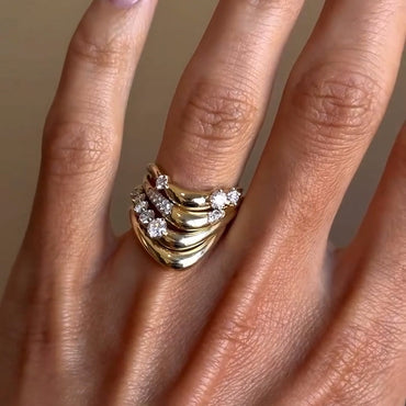 Round sapphire sculpture-style 7-stone stacking band-JEWELBUYS