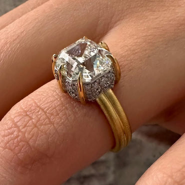 Seductive 3.5ct Asscher Cut White Sapphire Vintage Style Engagement Ring-JEWELBUYS