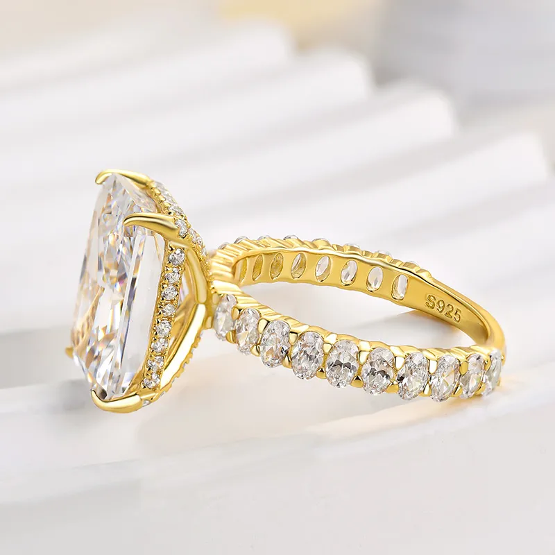 Luxury 7ct Radiant Cut White Sapphire Engagement Ring-JEWELBUYS